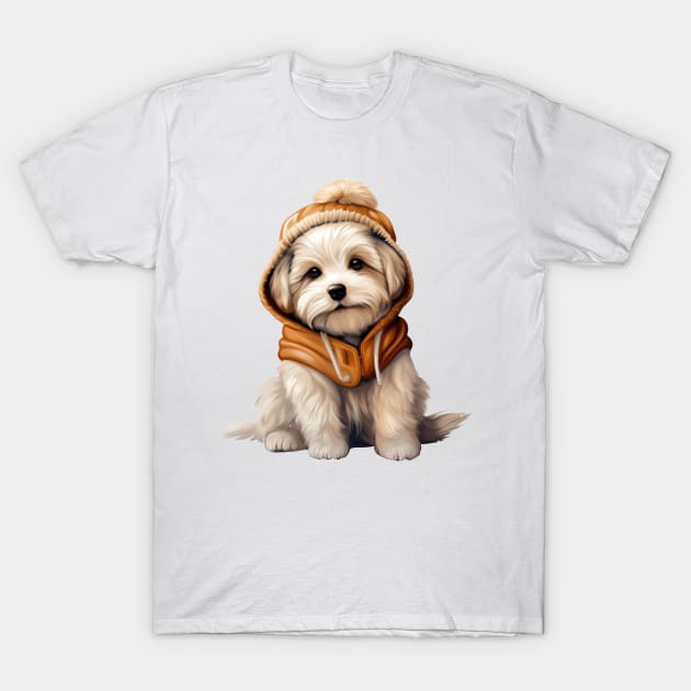 Winter Maltese Dog T-Shirt by Chromatic Fusion Studio